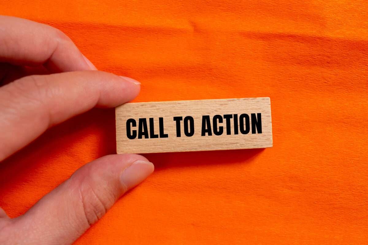 Call Action Words Written Wooden Block With Orange Background Conceptual Call Action Cta Symbol Copy Space Scaled