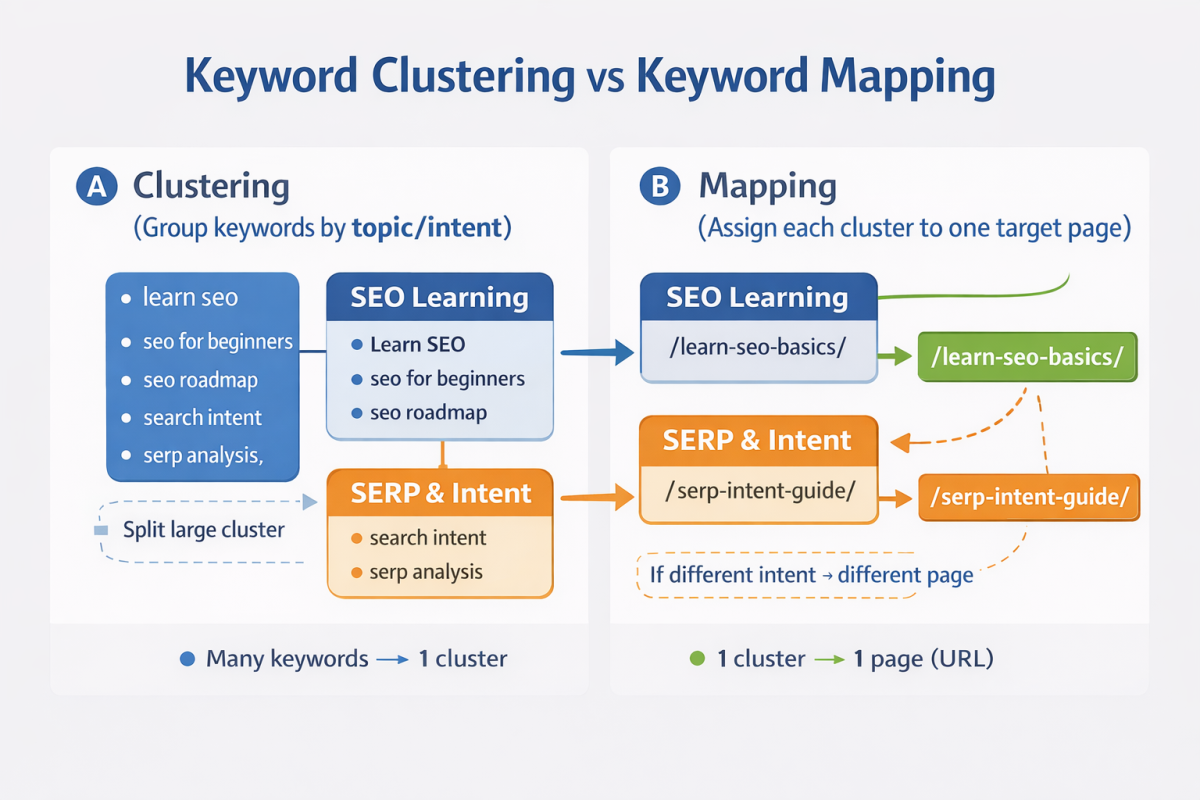 Keyword Cluster Keyword Mapping - Học Seo Bắt Đầu Từ Đâu? Lộ Trình Chuẩn Không Học Lan Man Keyword Cluster, Keyword Mapping