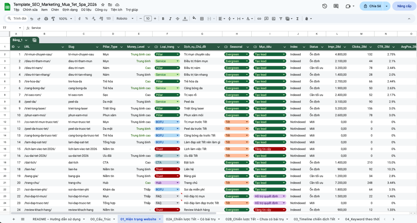 Seo Marrketing Spa 01 - Template Seo Marketing Mùa Tết Cho Spa 2026 – Kế Hoạch 45 Ngày Ra Lịch Hẹn Seo Marrketing Spa 01