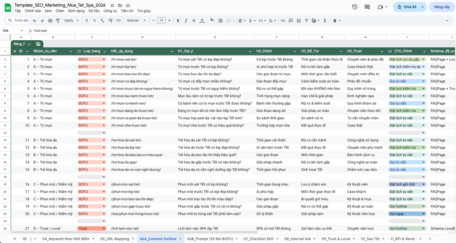 Seo Marrketing Spa 06A - Template Seo Marketing Mùa Tết Cho Spa 2026 – Kế Hoạch 45 Ngày Ra Lịch Hẹn Seo Marrketing Spa 06A