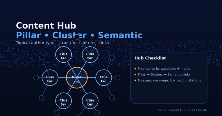 Infographic Content Hub: Pillar • Cluster • Semantic, Mô Hình Xây Topical Authority Bằng Cấu Trúc Và Internal Links