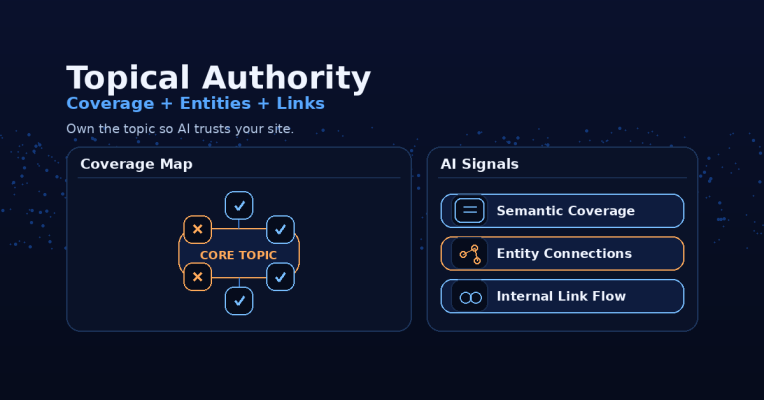 Topical Authority Cho Seo Cho Ai Với 4 Trụ Cột Entity, Content Hub, Answer-First, Schema