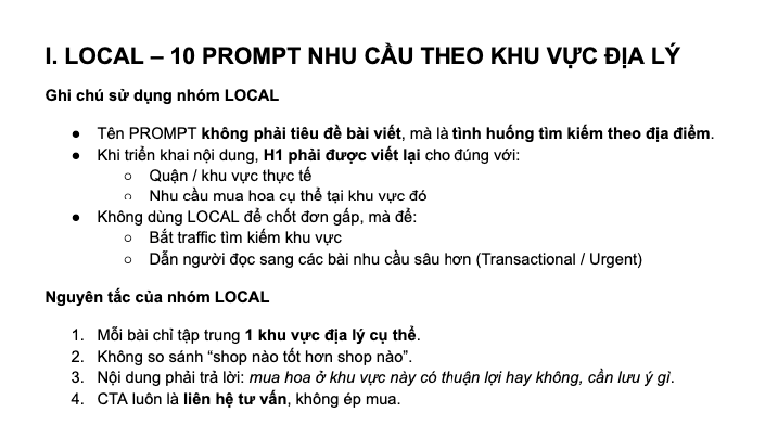Prompt Pack 01 - Template Khai Thác Từ Khóa Dài – Hệ Thống Seo Ra Đơn Thực Prompt Pack Shop Hoa Tươi 01