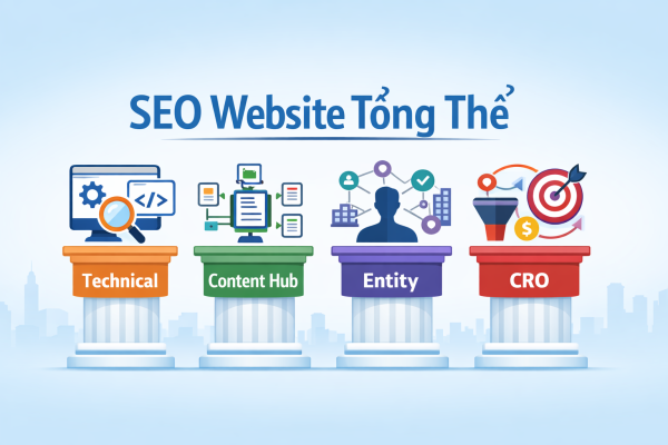 Seo Website Tổng Thể Với 4 Trụ Cột: Technical, Content Hub, Entity, Cro